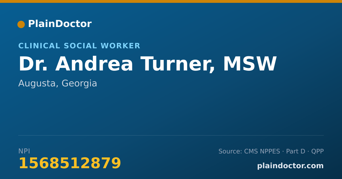 Shareable card for Andrea Turner, MSW - Clinical Social Worker, Augusta, GA