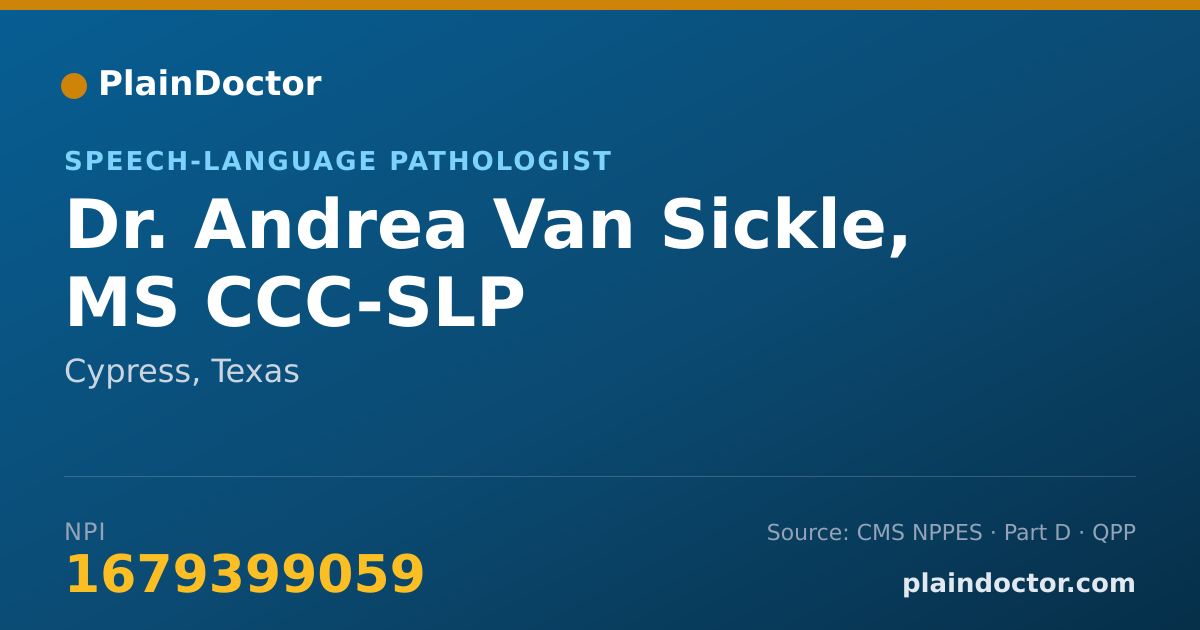 Shareable card for Andrea Van Sickle, MS CCC-SLP - Speech-Language Pathologist, Cypress, TX