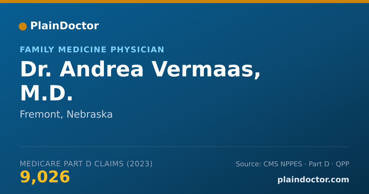 Shareable card for Andrea Vermaas, M.D. - Family Medicine Physician, Fremont, NE