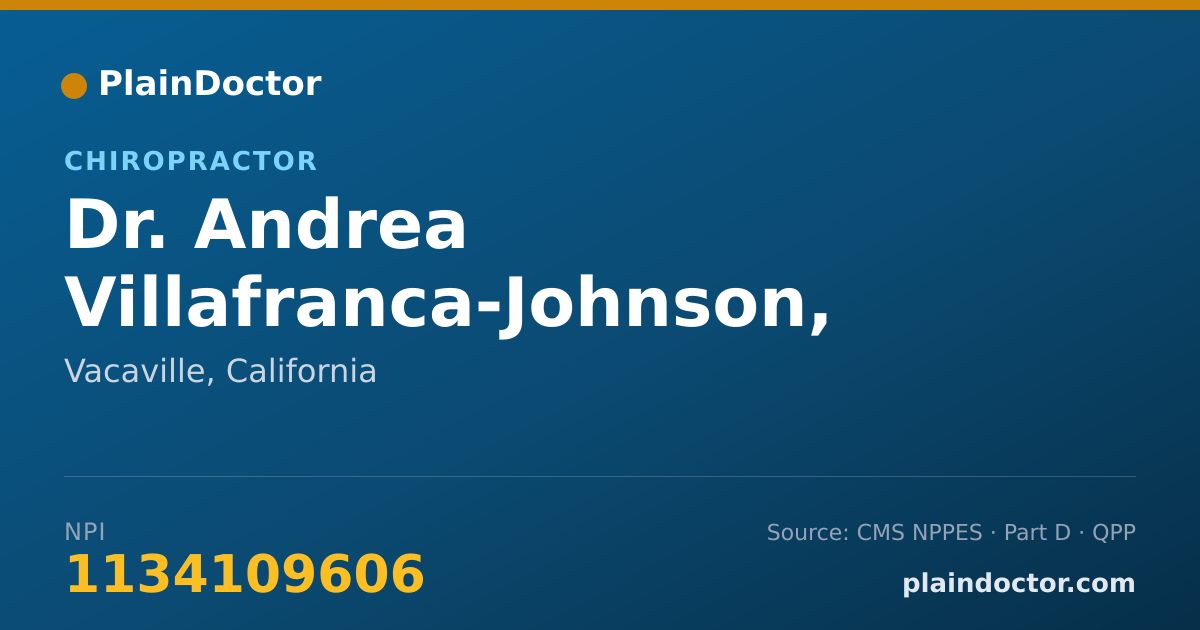 Shareable card for Andrea Villafranca-Johnson, D.C. - Chiropractor, Vacaville, CA