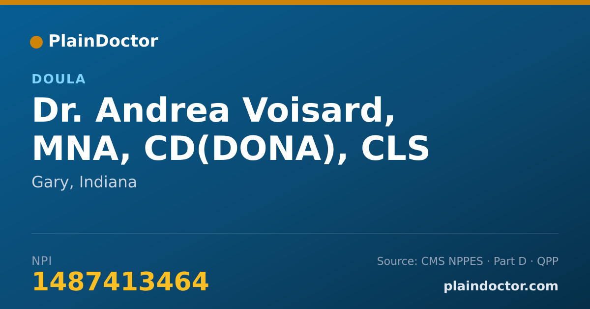 Shareable card for Andrea Voisard, MNA, CD(DONA), CLS - Doula, Gary, IN