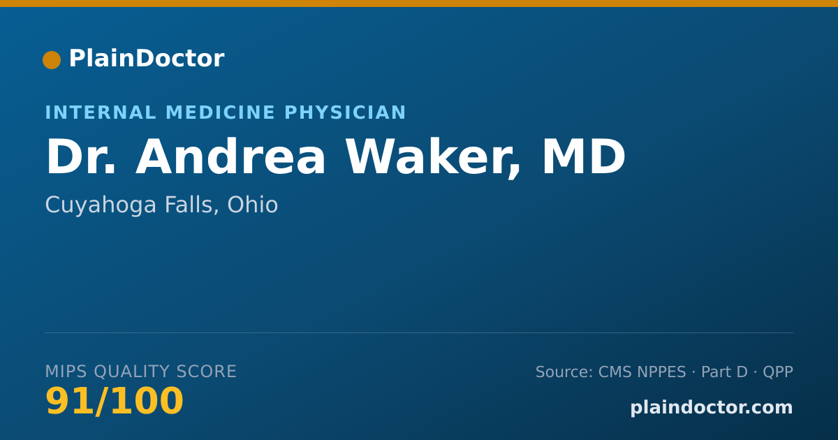 Shareable card for Andrea Waker, MD - Internal Medicine Physician, Cuyahoga Falls, OH