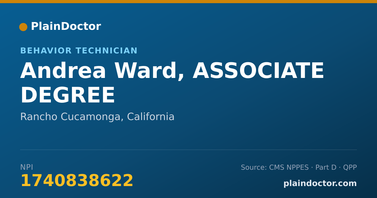 Shareable card for Andrea Ward, ASSOCIATE DEGREE - Behavior Technician, Rancho Cucamonga, CA