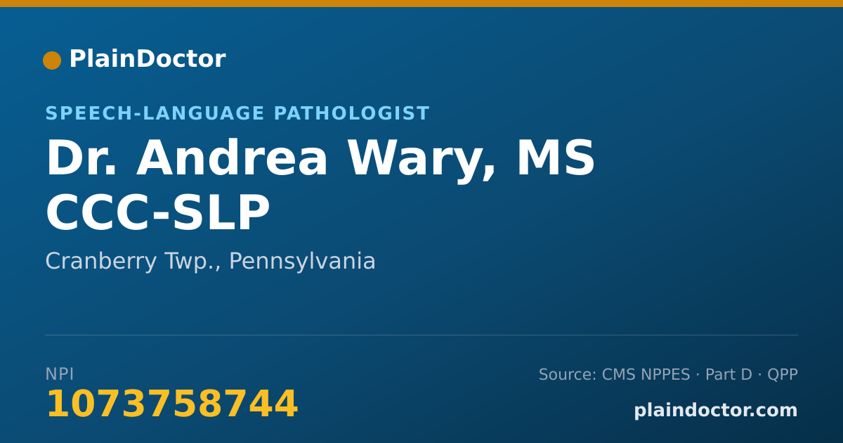 Shareable card for Andrea Wary, MS CCC-SLP - Speech-Language Pathologist, Cranberry Twp., PA