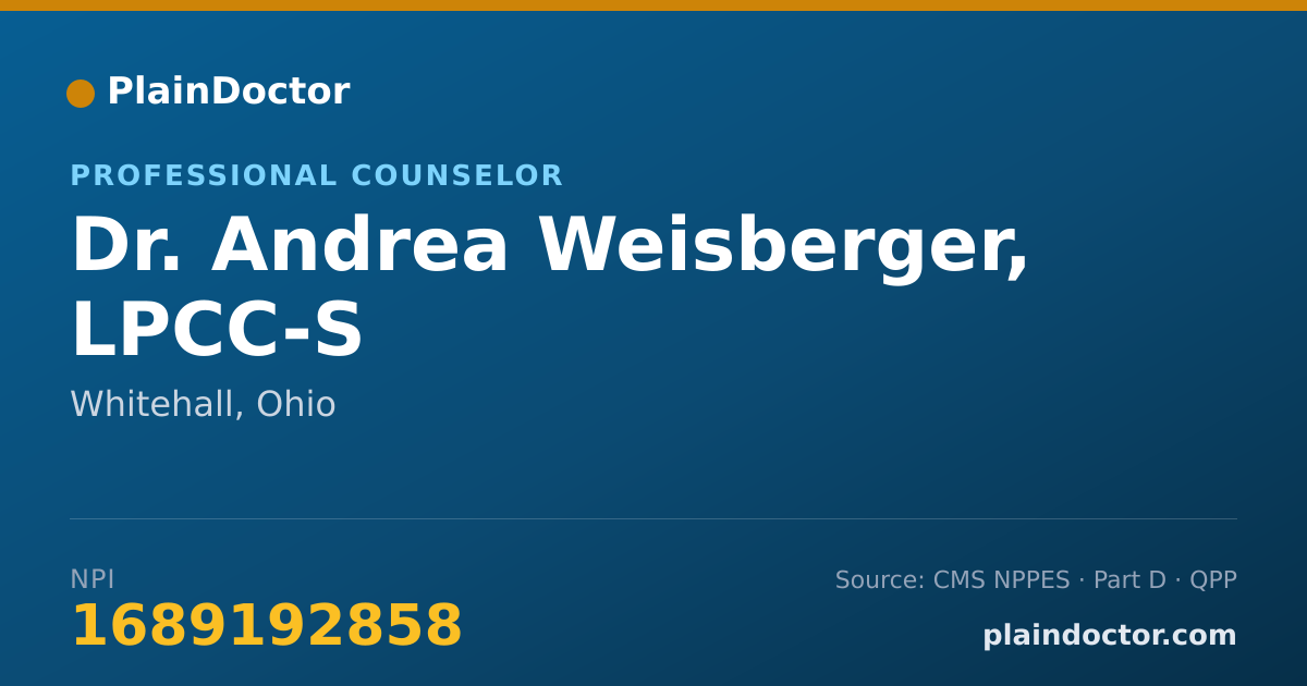 Shareable card for Andrea Weisberger, LPCC-S - Professional Counselor, Whitehall, OH