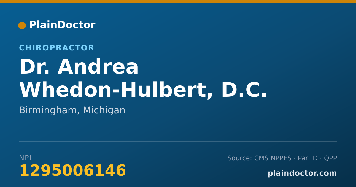 Shareable card for Andrea Whedon-Hulbert, D.C. - Chiropractor, Birmingham, MI