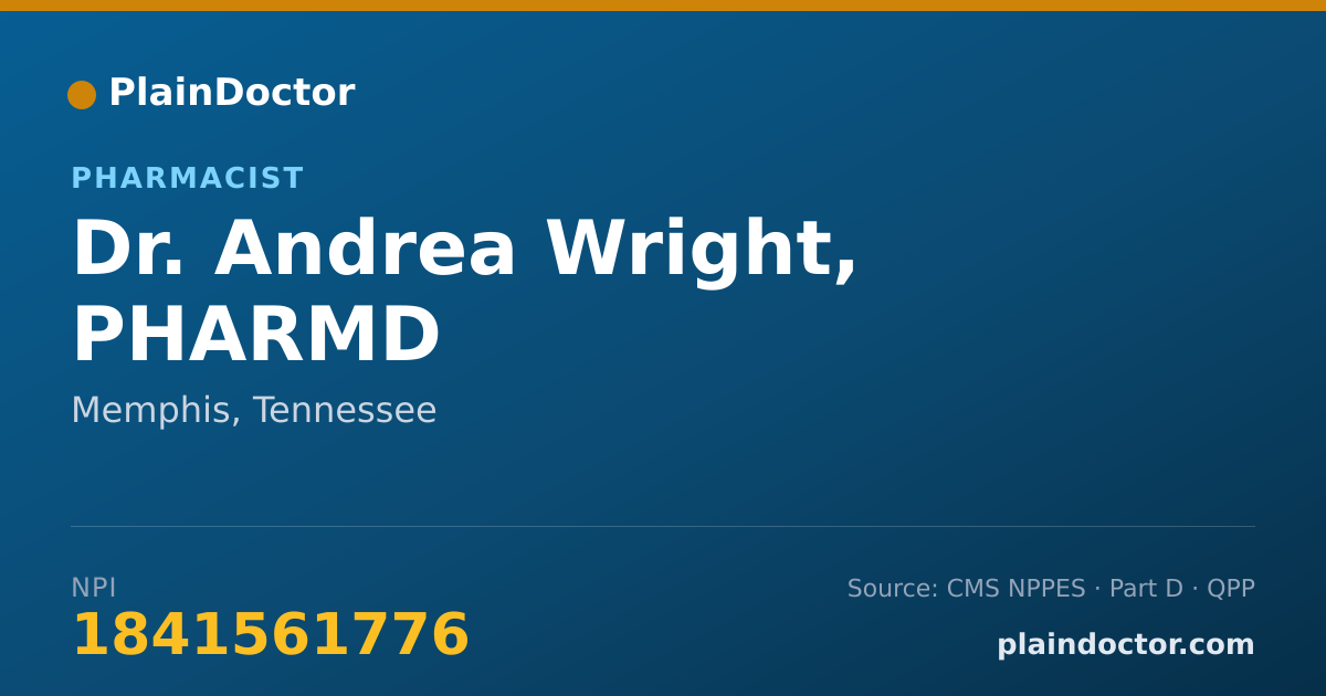 Shareable card for Andrea Wright, PHARMD - Pharmacist, Memphis, TN