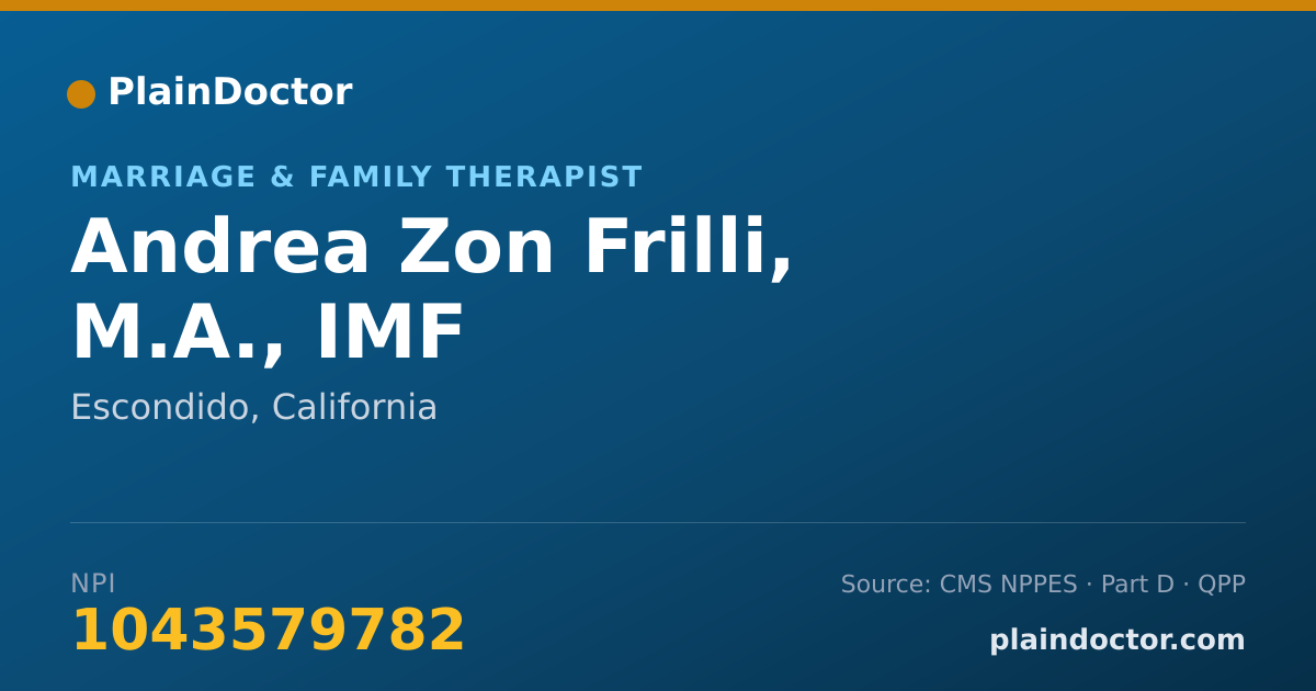 Shareable card for Andrea Zon Frilli, M.A., IMF - Marriage & Family Therapist, Escondido, CA
