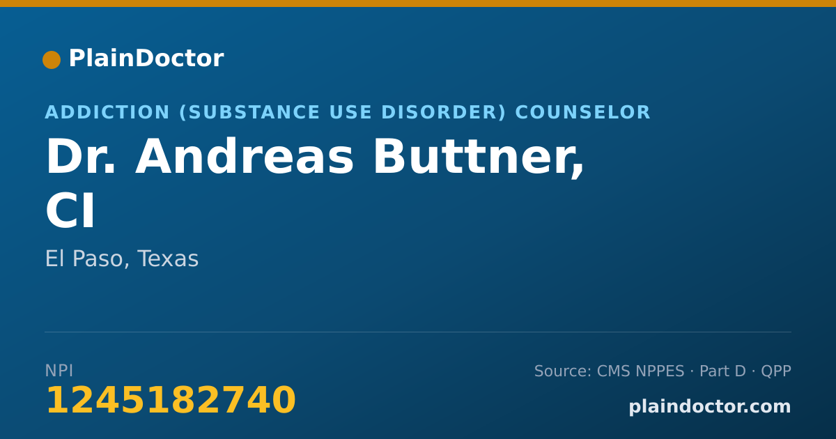 Shareable card for Andreas Buttner, CI - Addiction (Substance Use Disorder) Counselor, El Paso, TX