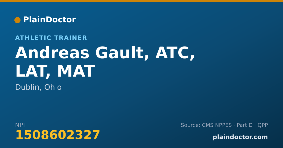 Shareable card for Andreas Gault, ATC, LAT, MAT - Athletic Trainer, Dublin, OH