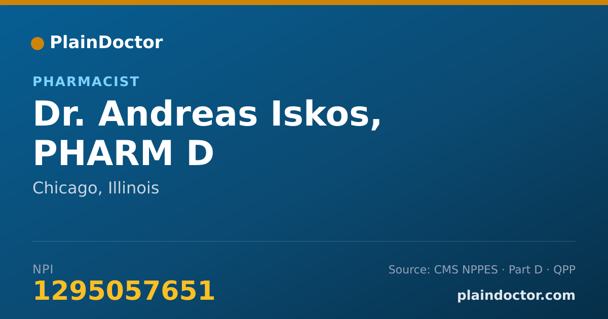 Shareable card for Andreas Iskos, PHARM D - Pharmacist, Chicago, IL