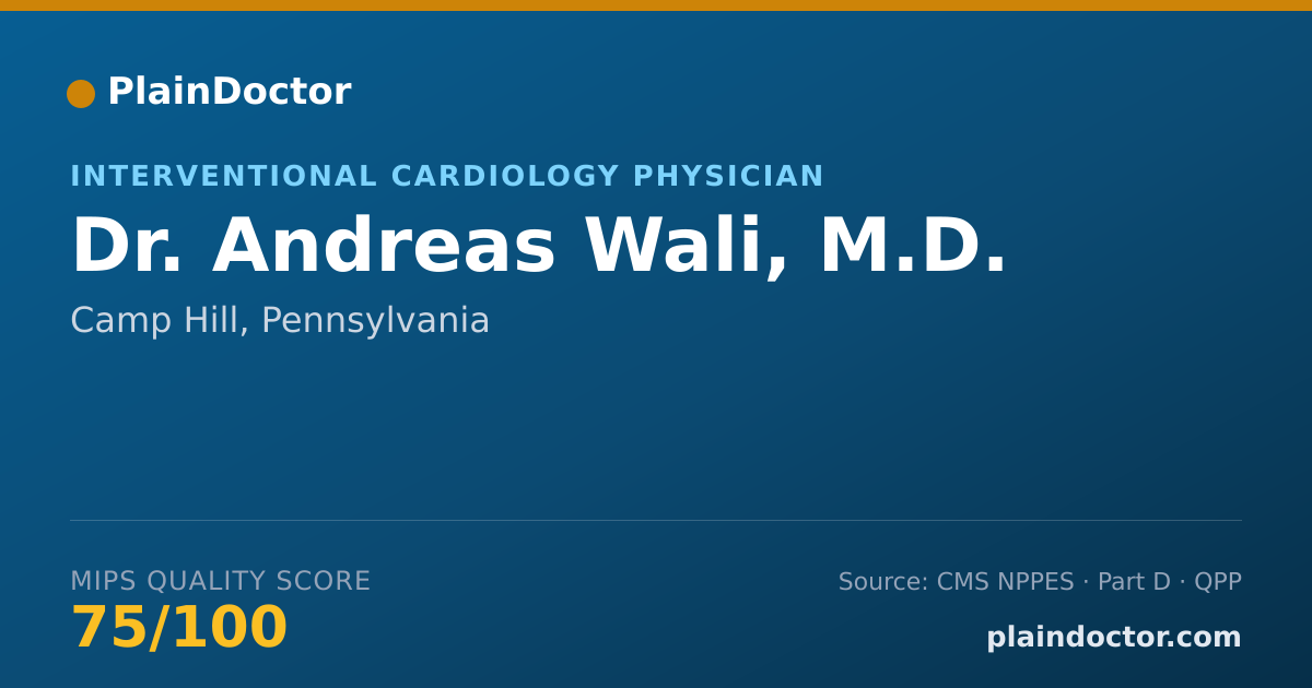 Shareable card for Andreas Wali, M.D. - Cardiovascular Disease Physician, Camp Hill, PA