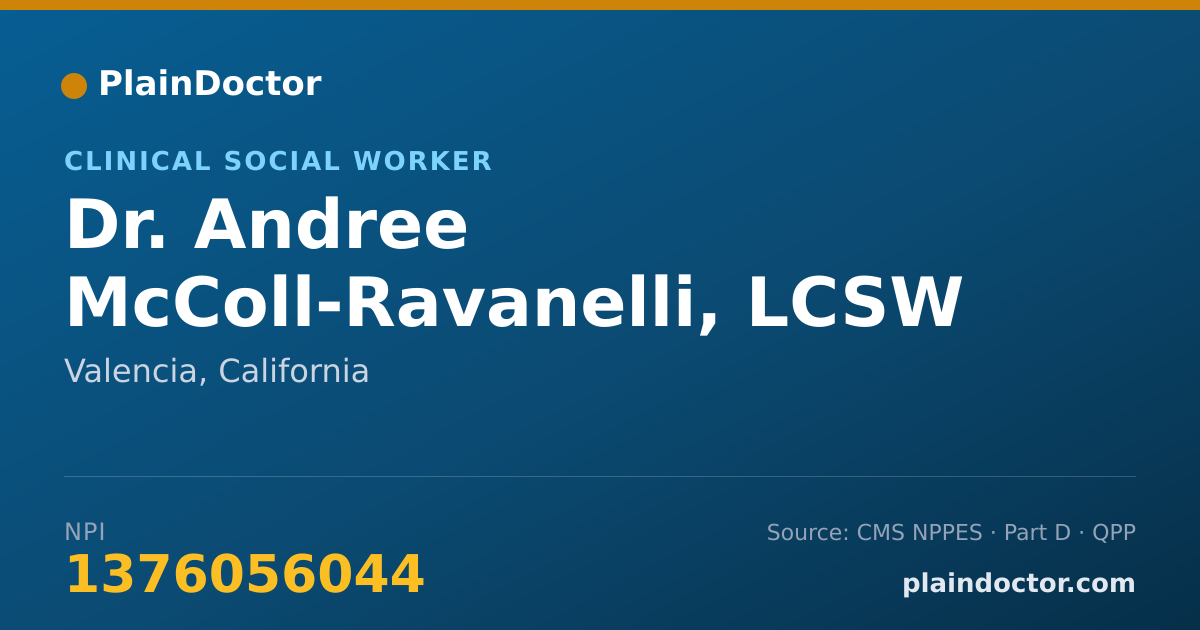Shareable card for Andree McColl-Ravanelli, LCSW - Clinical Social Worker, Valencia, CA