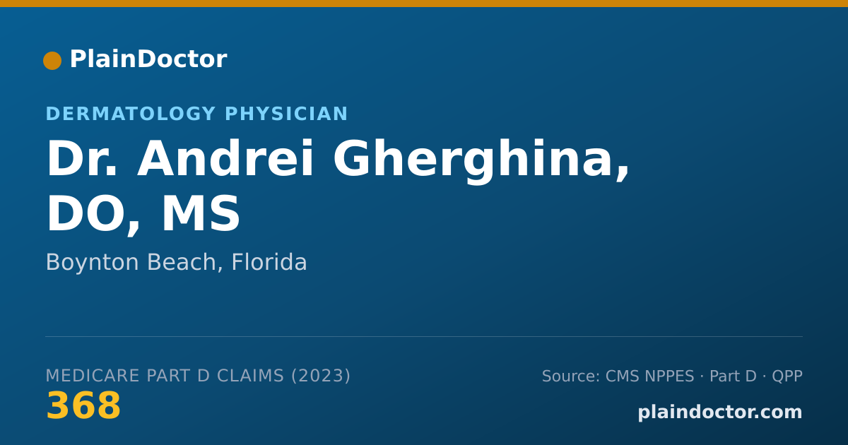 Shareable card for Andrei Gherghina, DO, MS - Dermatology Physician, Boynton Beach, FL
