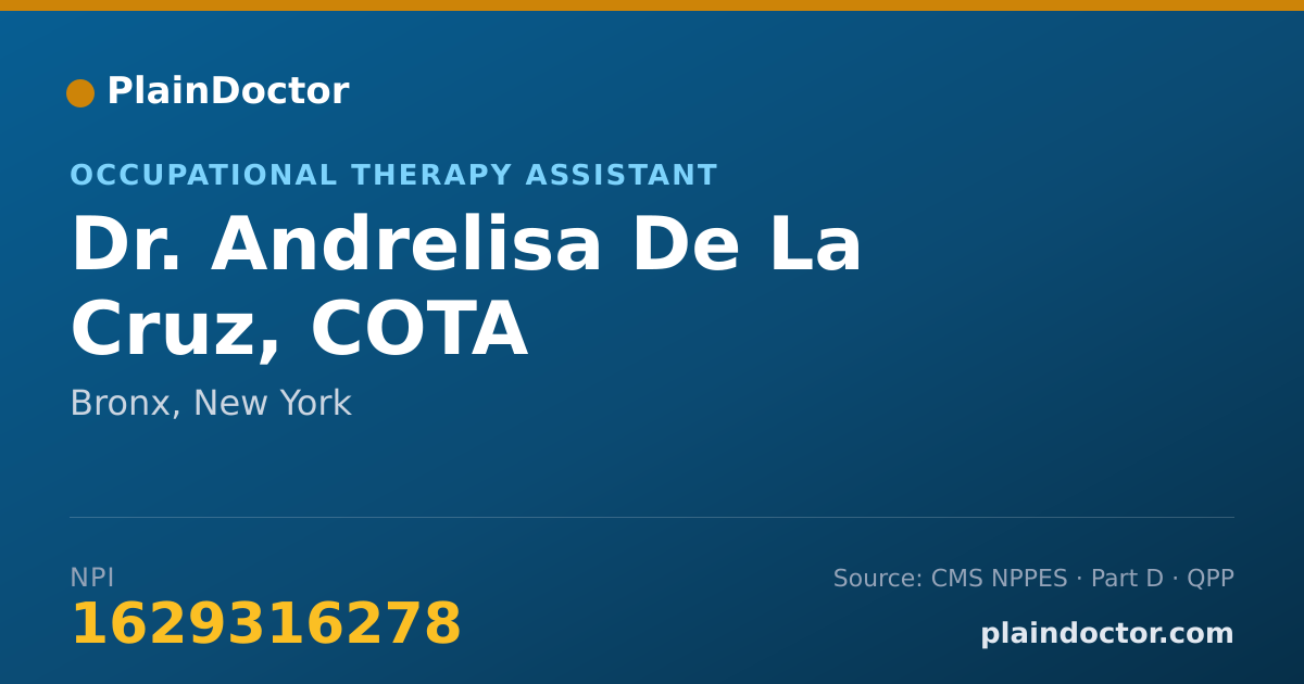 Shareable card for Andrelisa De La Cruz, COTA - Occupational Therapy Assistant, Bronx, NY