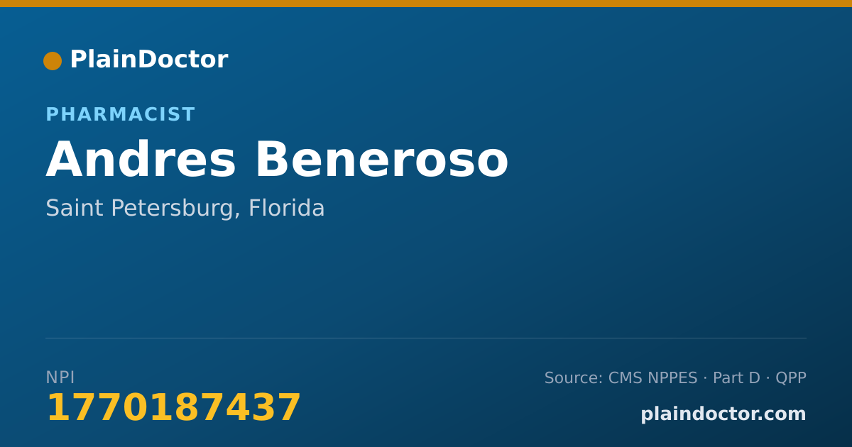 Shareable card for Andres Beneroso - Pharmacist, Saint Petersburg, FL