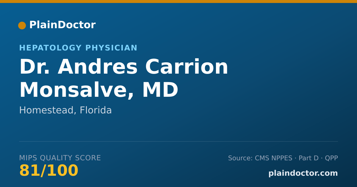 Shareable card for Andres Carrion Monsalve, MD - Hepatology Physician, Homestead, FL