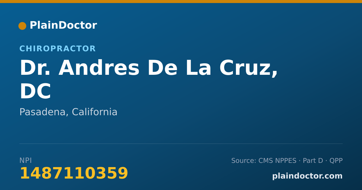Shareable card for Andres De La Cruz, DC - Chiropractor, Pasadena, CA