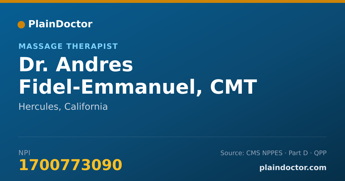 Shareable card for Andres Fidel-Emmanuel, CMT - Massage Therapist, Hercules, CA