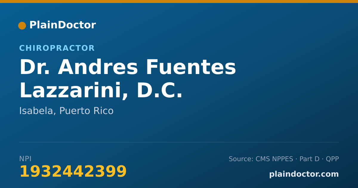 Shareable card for Andres Fuentes Lazzarini, D.C. - Chiropractor, Isabela, PR