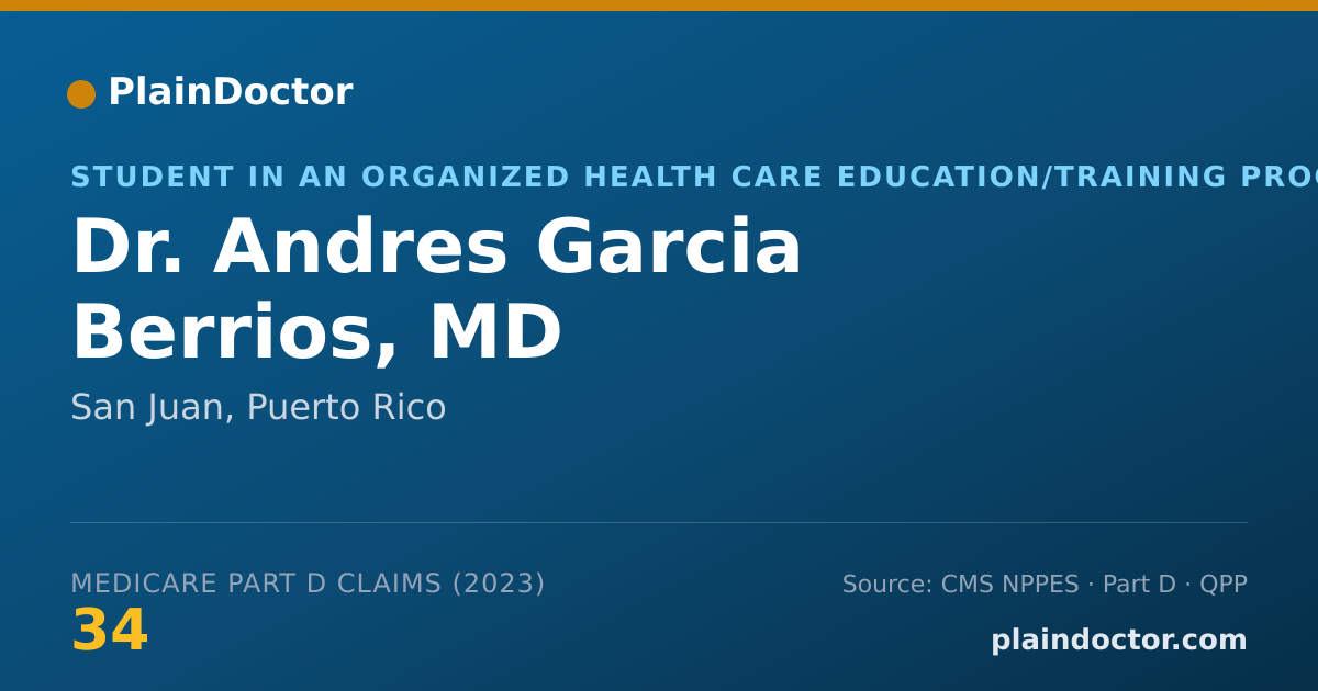 Shareable card for Andres Garcia Berrios, MD - Student in an Organized Health Care Education/Training Program, San Juan, PR