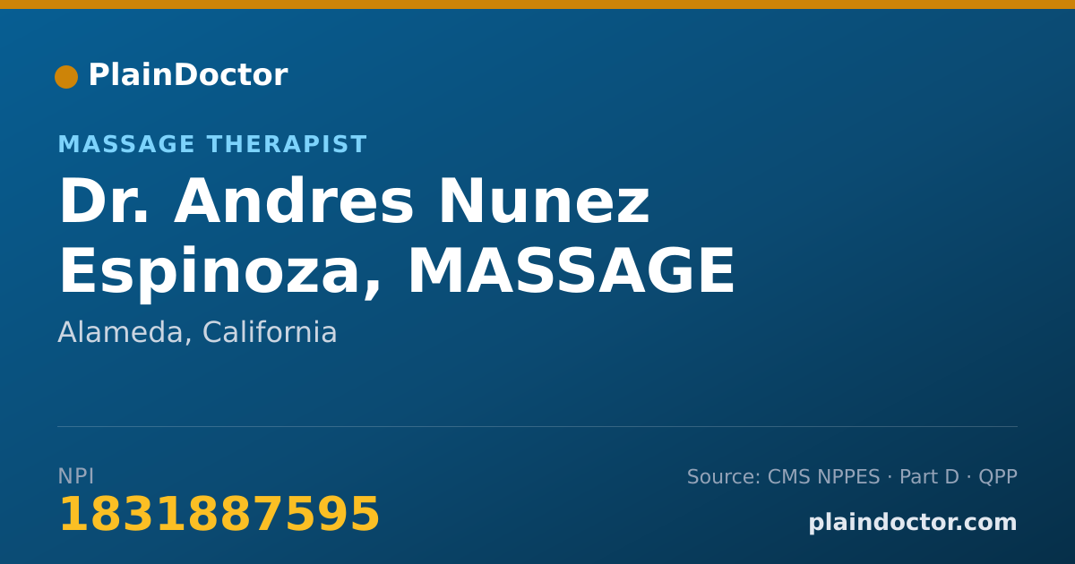 Shareable card for Andres Nunez Espinoza, MASSAGE THERAPIST - Massage Therapist, Alameda, CA