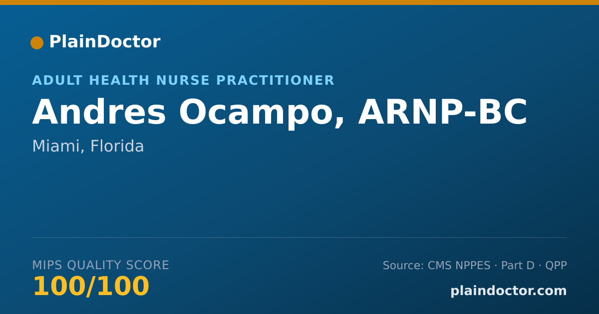 Shareable card for Andres Ocampo, ARNP-BC - General Practice Physician, Miami, FL