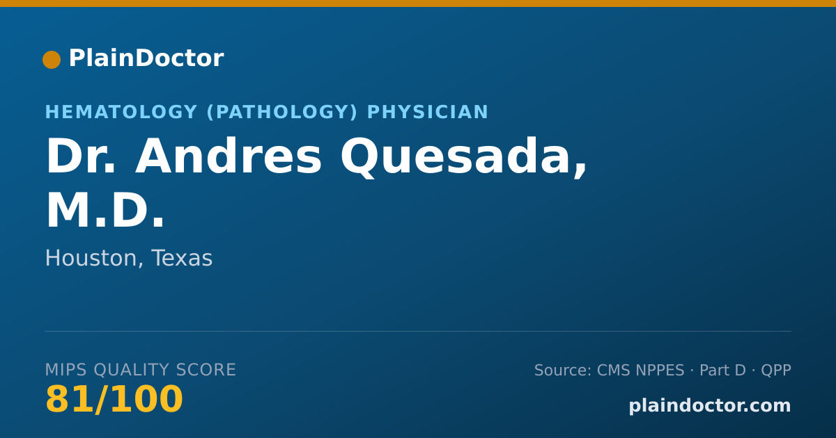 Shareable card for Andres Quesada, M.D. - Hematology (Pathology) Physician, Houston, TX