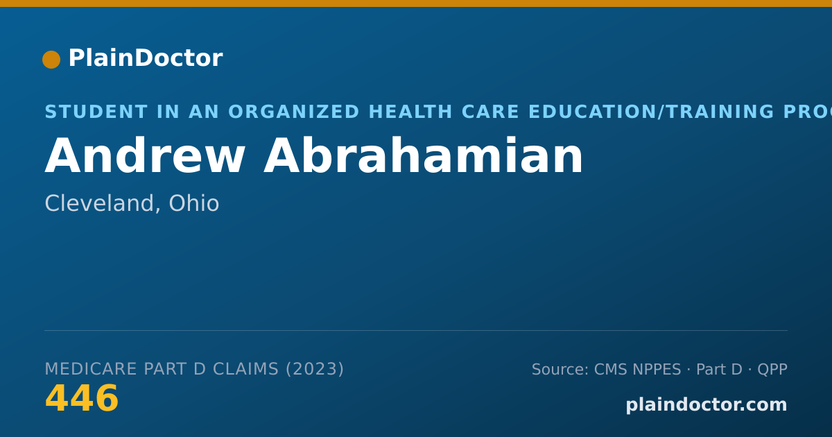 Shareable card for Andrew Abrahamian - Student in an Organized Health Care Education/Training Program, Cleveland, OH