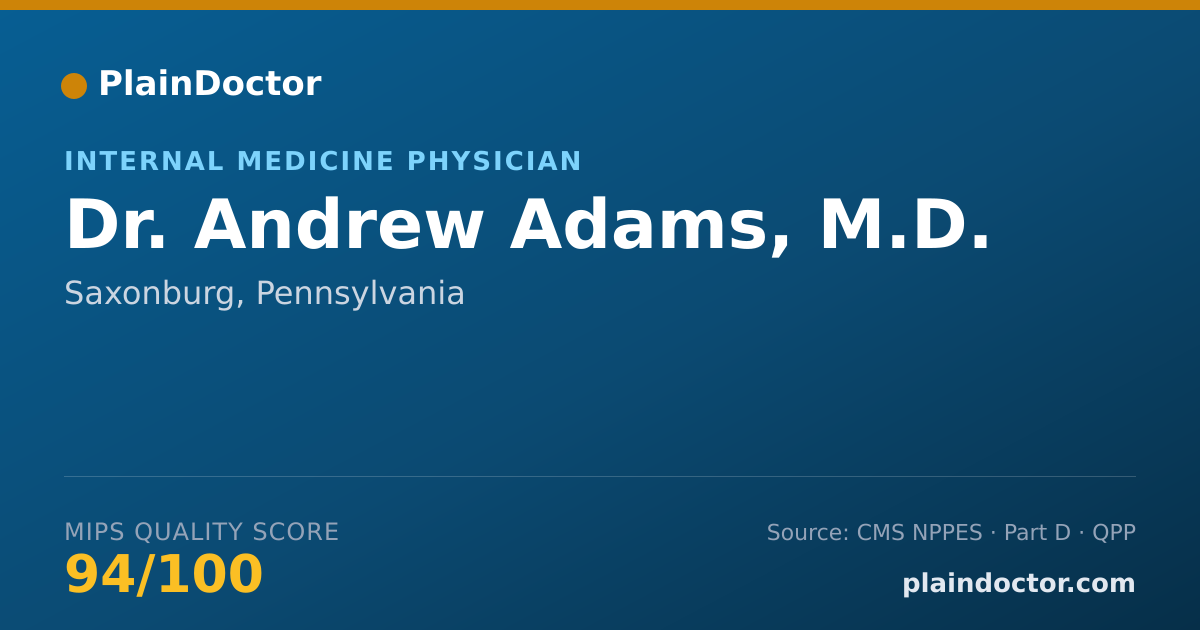Shareable card for Andrew Adams, M.D. - Internal Medicine Physician, Saxonburg, PA