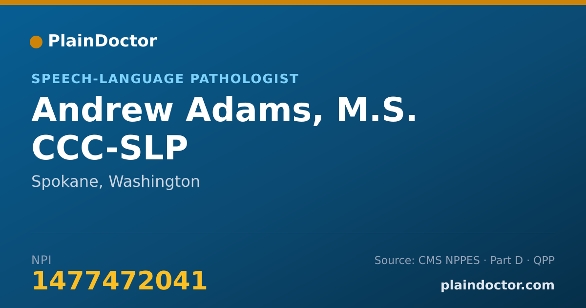 Shareable card for Andrew Adams, M.S. CCC-SLP - Speech-Language Pathologist, Spokane, WA