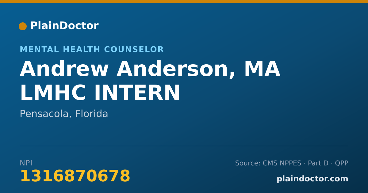 Shareable card for Andrew Anderson, MA LMHC INTERN - Mental Health Counselor, Pensacola, FL