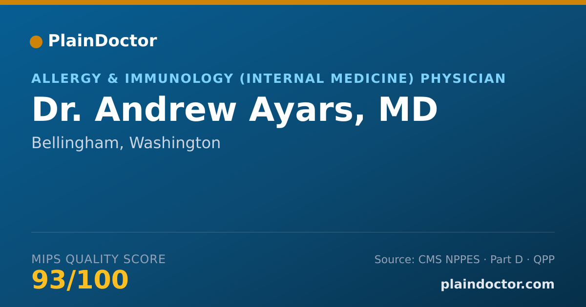 Shareable card for Andrew Ayars, MD - Allergy & Immunology (Internal Medicine) Physician, Bellingham, WA