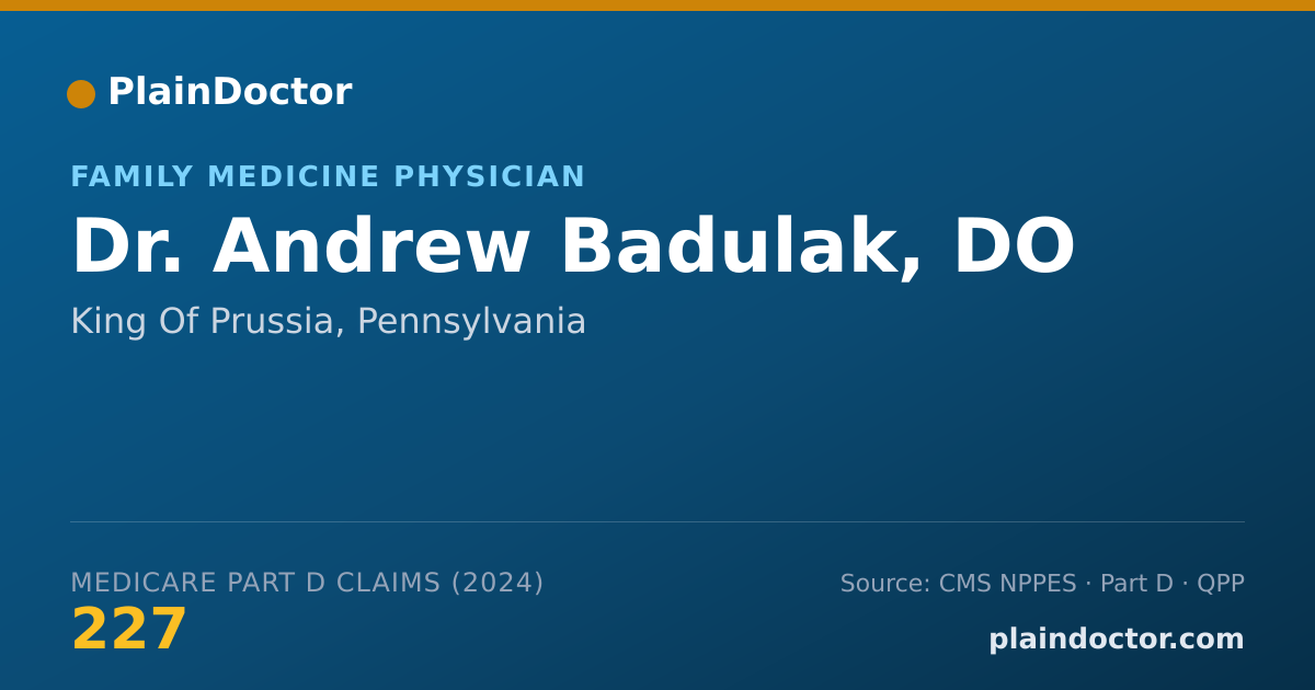 Shareable card for Andrew Badulak, DO - Family Medicine Physician, King Of Prussia, PA