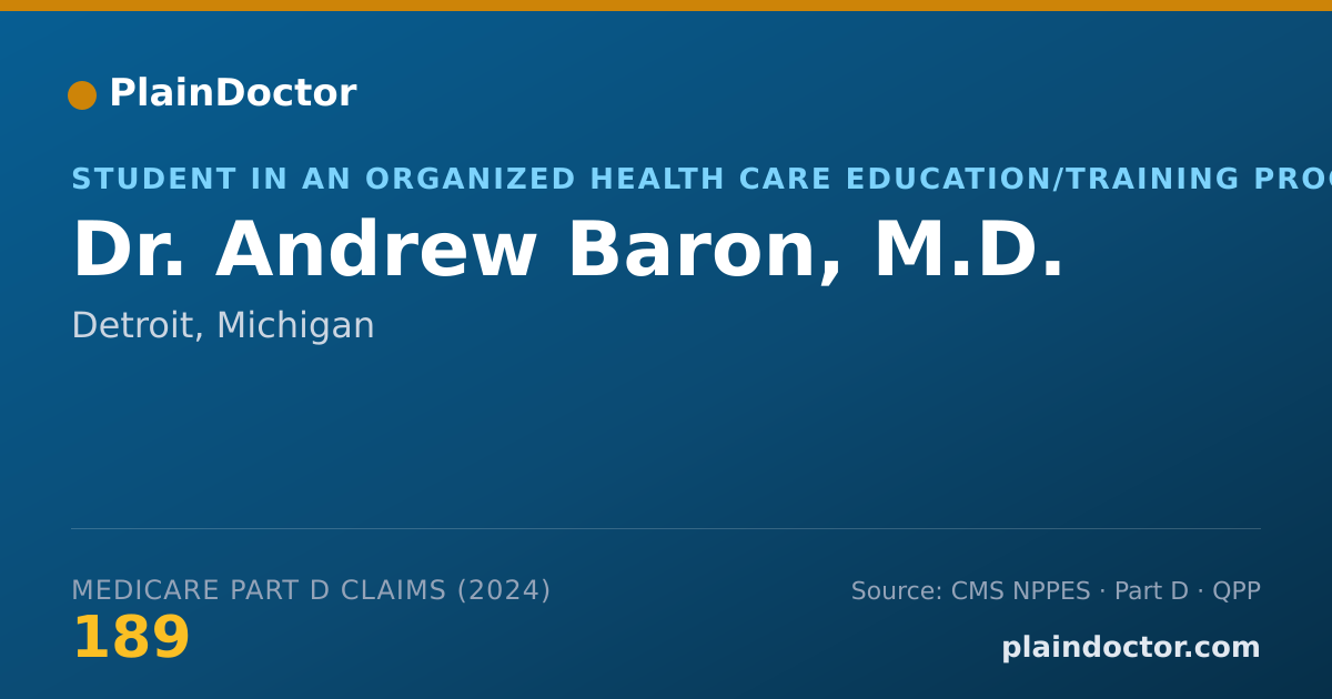 Shareable card for Andrew Baron, M.D. - Student in an Organized Health Care Education/Training Program, Detroit, MI