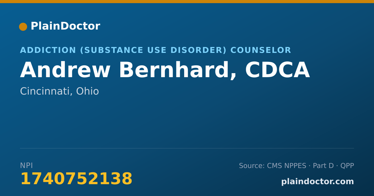 Shareable card for Andrew Bernhard, CDCA - Addiction (Substance Use Disorder) Counselor, Cincinnati, OH