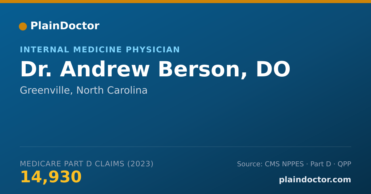 Shareable card for Andrew Berson, DO - Internal Medicine Physician, Greenville, NC