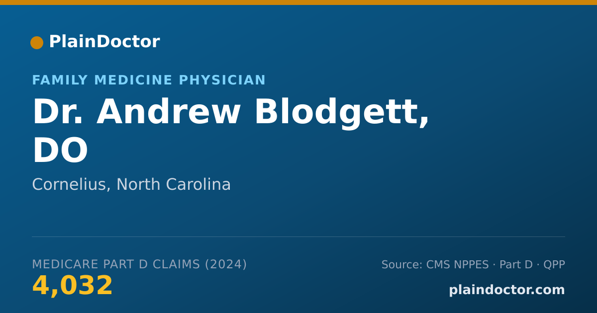 Shareable card for Andrew Blodgett, DO - Family Medicine Physician, Cornelius, NC