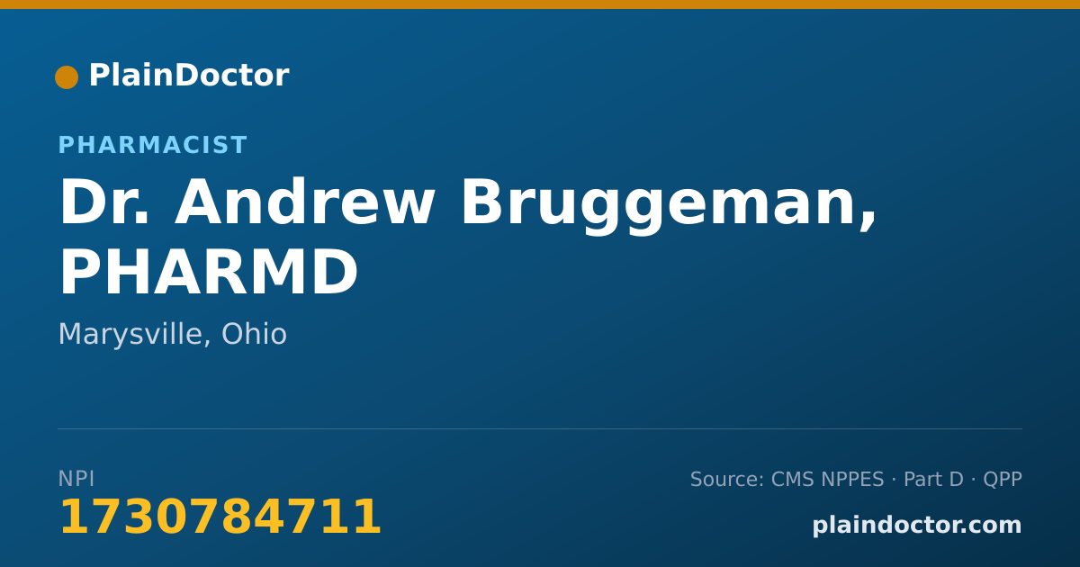 Shareable card for Andrew Bruggeman, PHARMD - Pharmacist, Marysville, OH