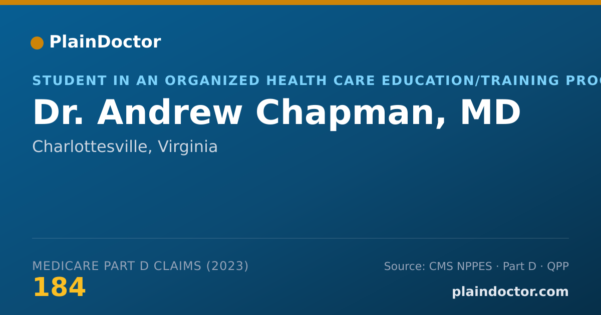Shareable card for Andrew Chapman, MD - Student in an Organized Health Care Education/Training Program, Charlottesville, VA