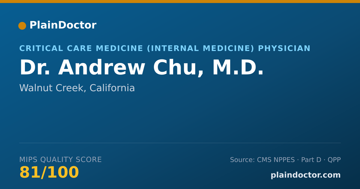 Shareable card for Andrew Chu, M.D. - Critical Care Medicine (Internal Medicine) Physician, Walnut Creek, CA