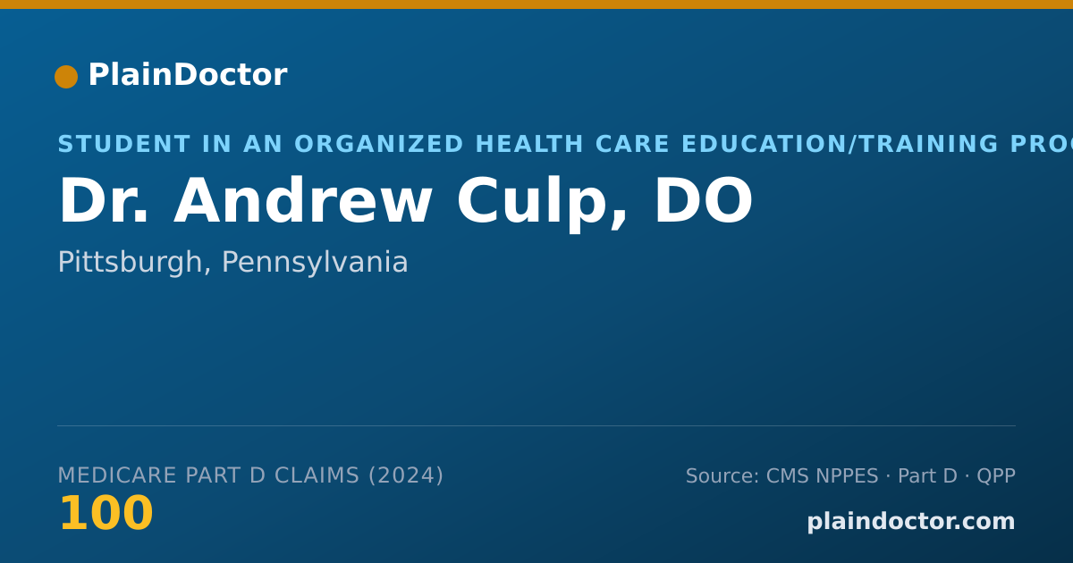 Shareable card for Andrew Culp, DO - Student in an Organized Health Care Education/Training Program, Pittsburgh, PA