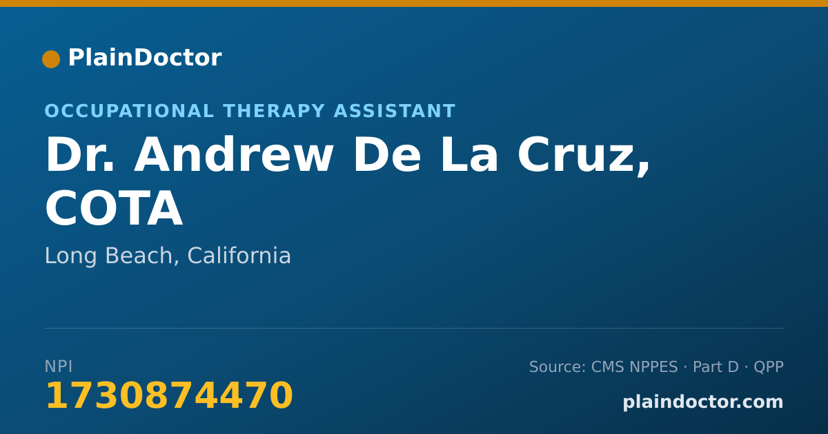 Shareable card for Andrew De La Cruz, COTA - Occupational Therapy Assistant, Long Beach, CA