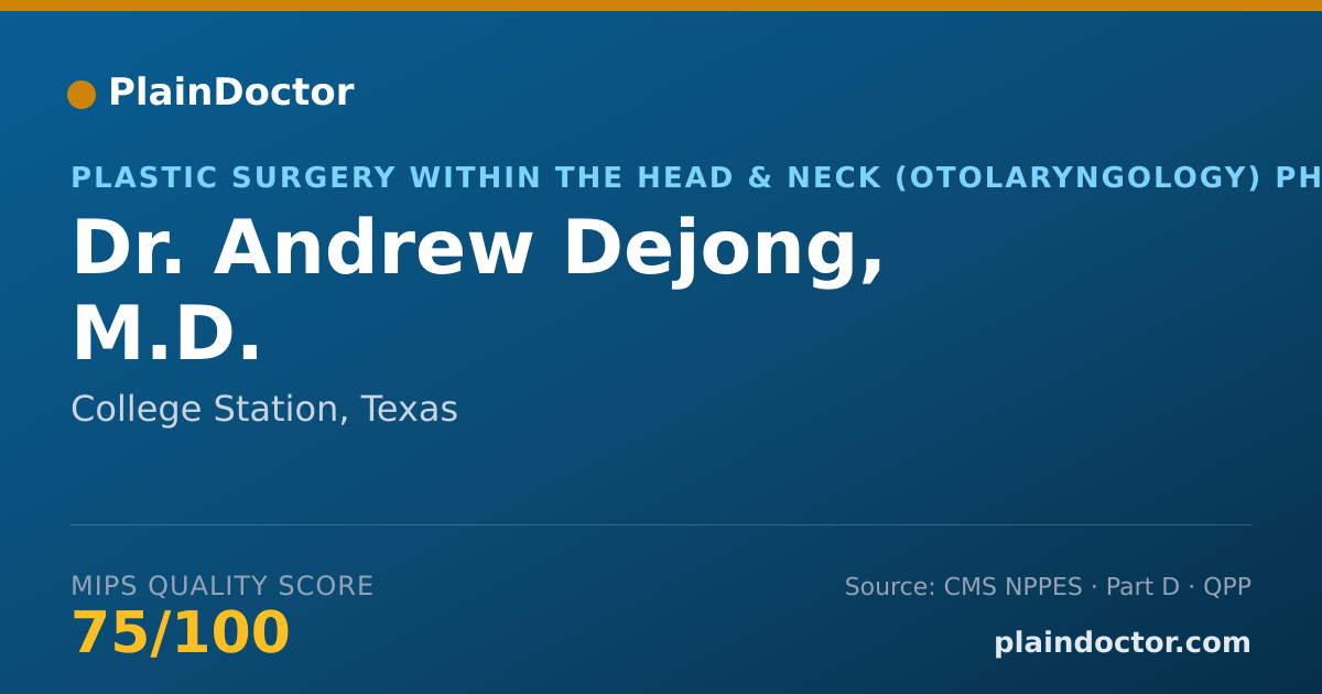 Shareable card for Andrew Dejong, M.D. - Plastic Surgery within the Head & Neck (Otolaryngology) Physician, College Station, TX