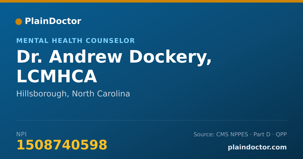Shareable card for Andrew Dockery, LCMHCA - Mental Health Counselor, Hillsborough, NC