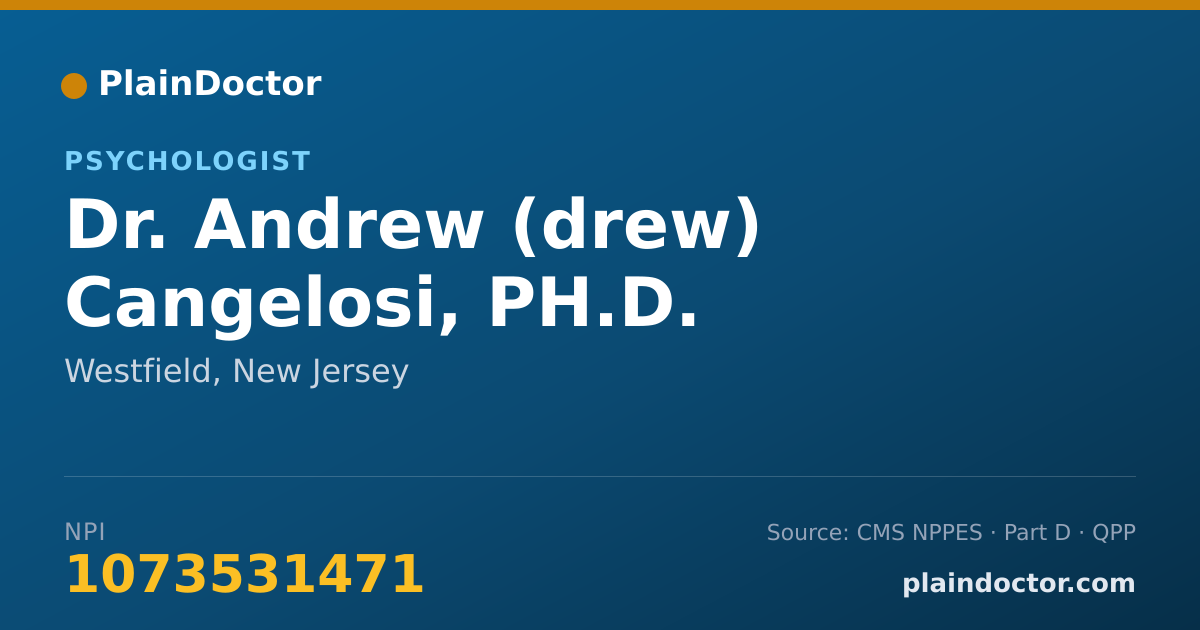 Shareable card for Andrew (drew) Cangelosi, PH.D. - Psychologist, Westfield, NJ