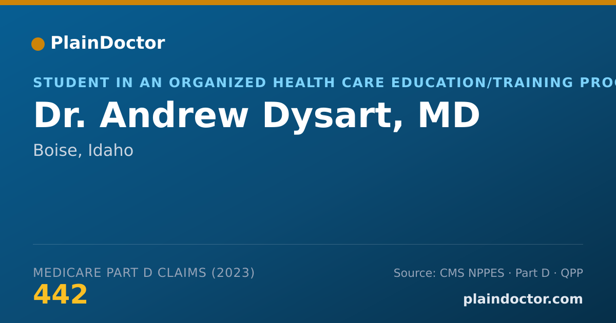 Shareable card for Andrew Dysart, MD - Student in an Organized Health Care Education/Training Program, Boise, ID