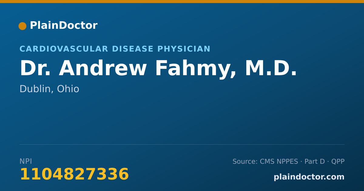 Shareable card for Andrew Fahmy, M.D. - Cardiovascular Disease Physician, Dublin, OH