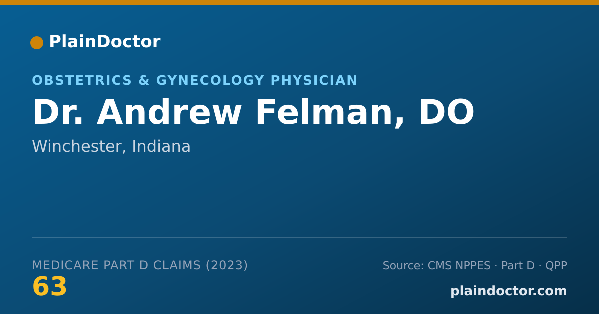Shareable card for Andrew Felman, DO - Obstetrics & Gynecology Physician, Winchester, IN