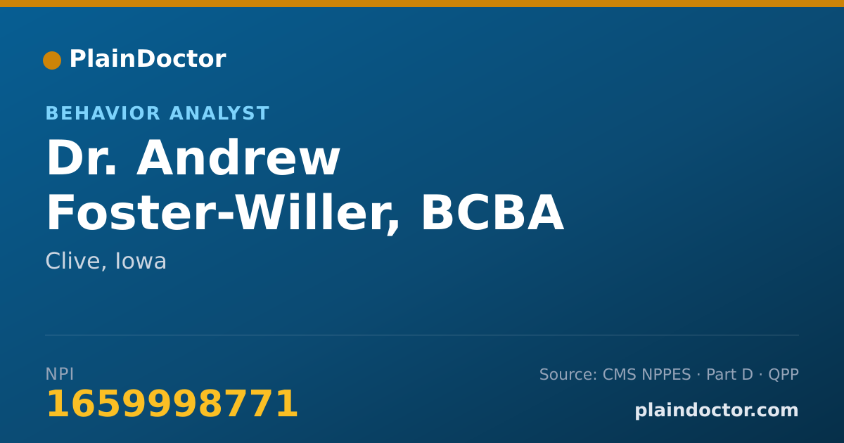 Shareable card for Andrew Foster-Willer, BCBA - Behavior Analyst, Clive, IA